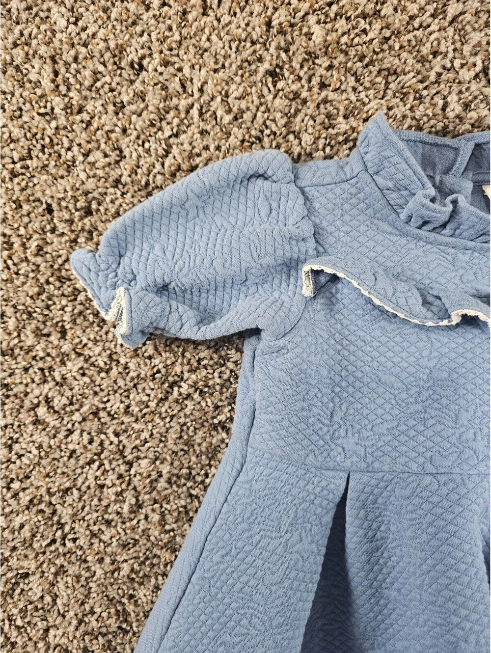 Janie and Jack Toddler Girls Sz 2T Pale Blue Ruffle Jacquard A Line Dress